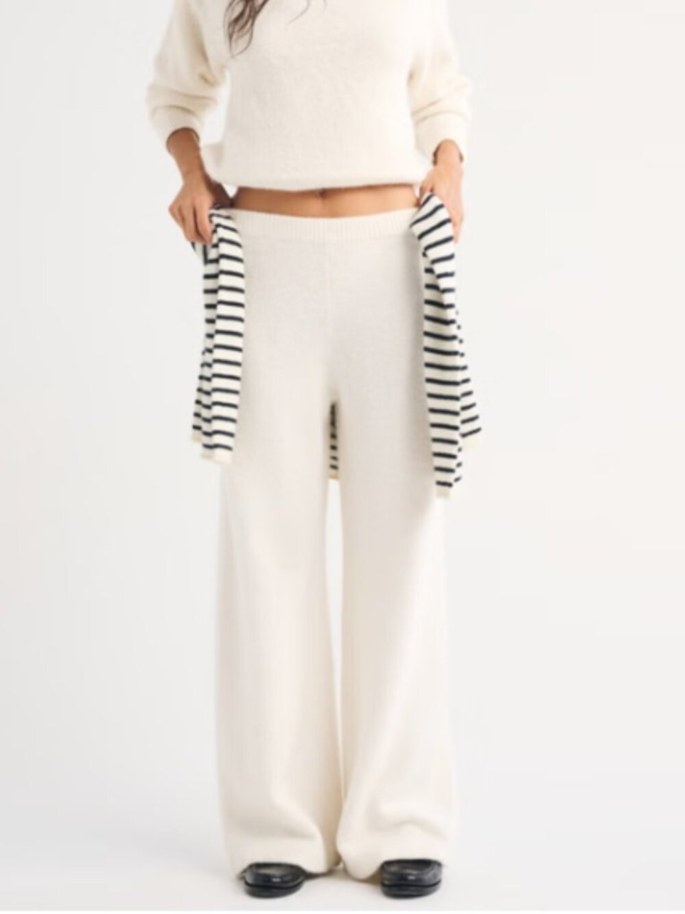 Wide Leg Acrylic Blend Sweater Lounge Pants
